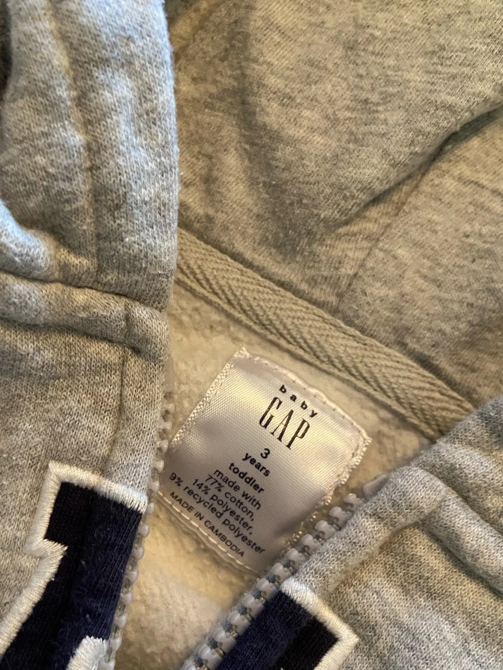 Baby Gap 3 years Gray Zip-Up Hoodie